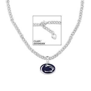 necklace Penn State Athletic Logo dangle, crystals in chain